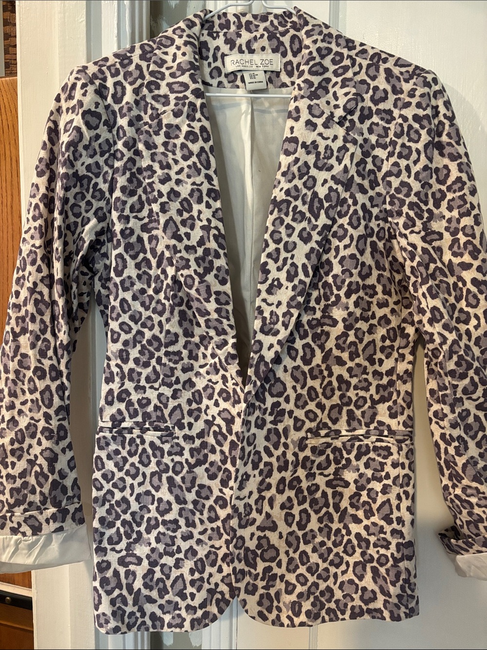 Rachel Zoe Taupe & Ivory Leopard Print Blazer